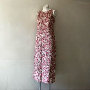 Casual Corner Annex | Vintage Floral Linen Maxi Sheath Tank Dress